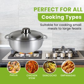 Kitchen Sense Aluminum Caldero Pot with Lid 3.7 Quart Dutch Oven, Nonstick Surface, Ideal for Stew, Braising, Boiling, Cooking Rice, Large Meals, Traditional Spanish and Puerto Rican Cuisine