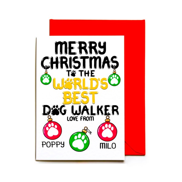 Personalisable Christmas Card For The World's Best Dog Walker, Personalised