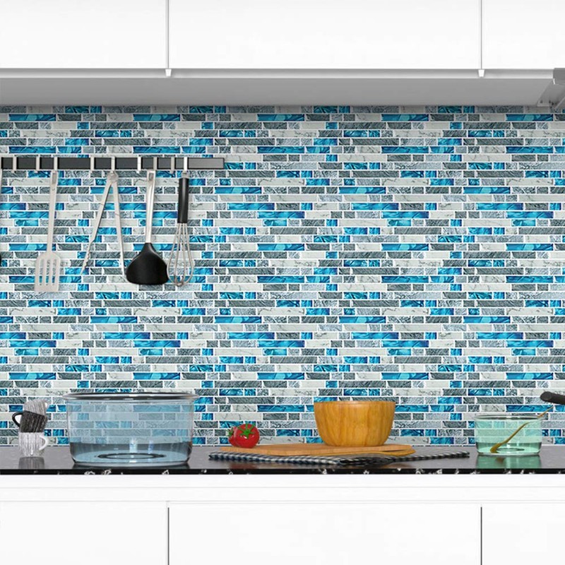 STICKGOO 10-Sheet Peel and Stick Backsplash Tiles Blue, Self Adhesive