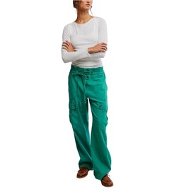 Free People Women's Park Ave Pants, Golf Green