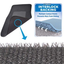 BDK MT-120-CC Interlock Car Floor Mats-Secure No-Slip Technology for Automotive Interiors Inter-Locking Carpet, 4 Piece, Charcoal