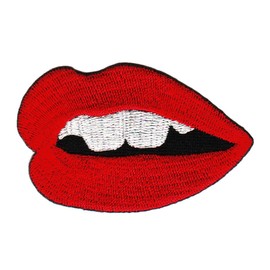 Mouth Red Lips Patch for Iron-On or Sew On Clothes Embroidered Iron-On Patch Applique Kiss Mouth Patch Size 6.2 x 3.8 cm