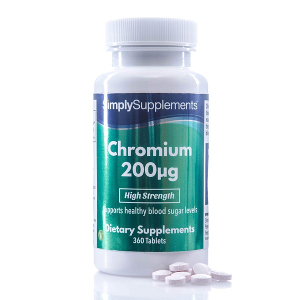 Chromium Picolinate 200mcg Tablets | 360 Tablets = 12 Month Supply | Supports Healthy Metabolism & Maintenance of Blood Sugar Levels | Now with Added Zinc & Magnesium | Vegetarian-Safe | Manufactured