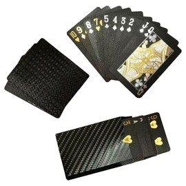 AKSIQIOL Black Gold Playing Cards, Waterproof Plastic Poker Cards,Cool Deck for Table Games, Gift for Family & Friends, Party Game Cards