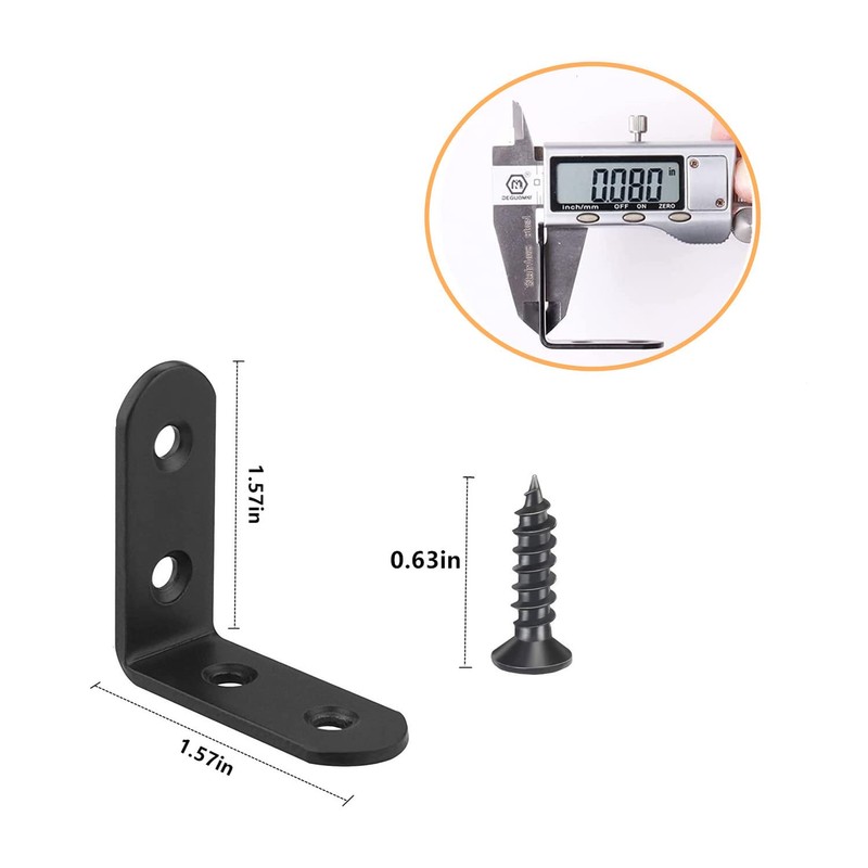 24 Packs Black L Bracket 40 x40mm Corner Braces,YMAISS Small