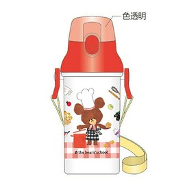 Square Bear School Antibacterial Dishwasher Safe One-Touch Bottle (Red) 811008 COOKIN' JACKIE Water Bottle, The Bears' schooL, Bear School