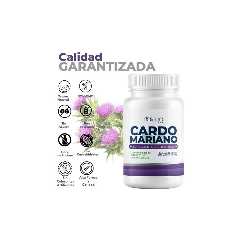 Cardo Mariano 500mg - 2 Frascos - 100 Cápsula Por