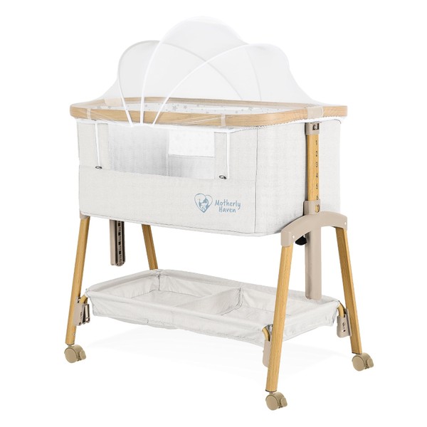 Motherly Haven Baby Bassinet Bedside Sleeper, Portable Crib for Newborns,
