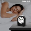 Sharp Small Battery Operated Analog Alarm Clock Silent No Ticking,