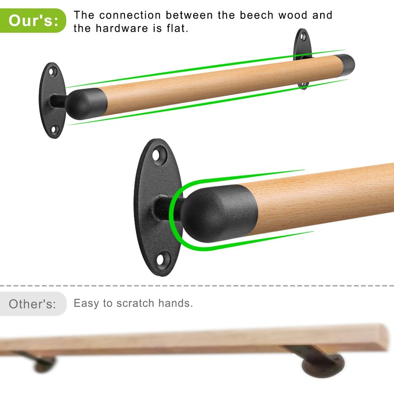 SELEWARE 36 Inch Wood Handrail Indoor Stairs Handrail Wall Mount