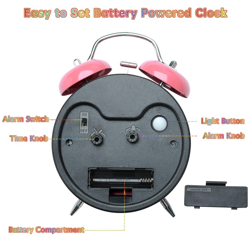 Peakeep Loud Analog Alarm Clock for Kids Learning Telling Time