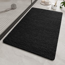 SIXHOME Shower Mat Non-Slip 60 x 60 cm Massage Textured Non-Slip Mat Shower Soft Loofah Anti Mould PVC Non-Slip Shower Mat Fits Under The Door Bath Mat for Shower Black