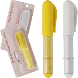 Calvana 2 Colors Per Pack Fabric Chalk Markers (Yellow, White) -Erase Tailor’s Chalk for Quilting and Sewing - Compatible with Most Fabrics - With Dosing Wheel Technology