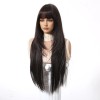 Cemuto Dark Brown Synthetic Wig with Bangs Glueless Long Straight