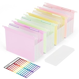 ThinkTex Extra Capacity Plastic Hanging File Folders, 4.72 Inch 4 Pack Reinforced Expanding Hang Folders Letter Size，Accordion Pocket with Movable Dividers,Heavy Duty for Filing Cabinet, Home Office