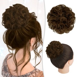 RUWISS Messy Bun Hair Piece 100% Human Hair Messy Rose Bun Hair Buns Hair Piece for Women Real Hair Scrunchies Updo Hair Pieces Bun Extension Ponytail Messy Hair Bun (Cocoa Blonde)