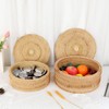 IGNPION Rattan Storage Basket with lid Table Decorative Wicker Storage