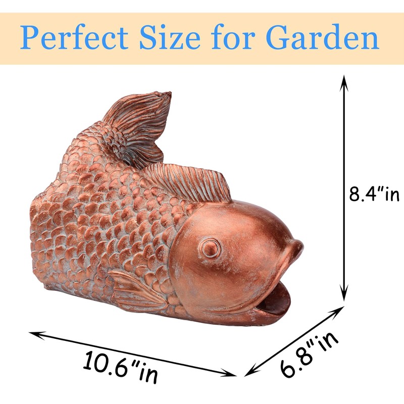 Euiroet Real Koi Sculpture Gutter Diverter Rain,Eco-Friendly Resin Gutter Extender