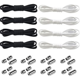 8 Pares Cordones Elásticos sin Cordones Zapatillas Cordones Elásticos de Liberación Rápida sin Cordones Se con Botón de Metal Adapta a Todo Tipo de Zapatos