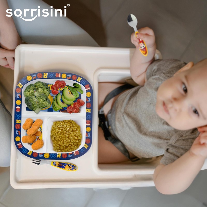 Sorrisini Wiederverwendbares Geschirr-Set, 3-teiliges Teller-Set, Entwöhnungsset für Babys mit Teller,