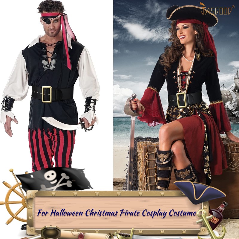 JASGOOD Santa Claus Belt for Adults - Black Pirate Belt
