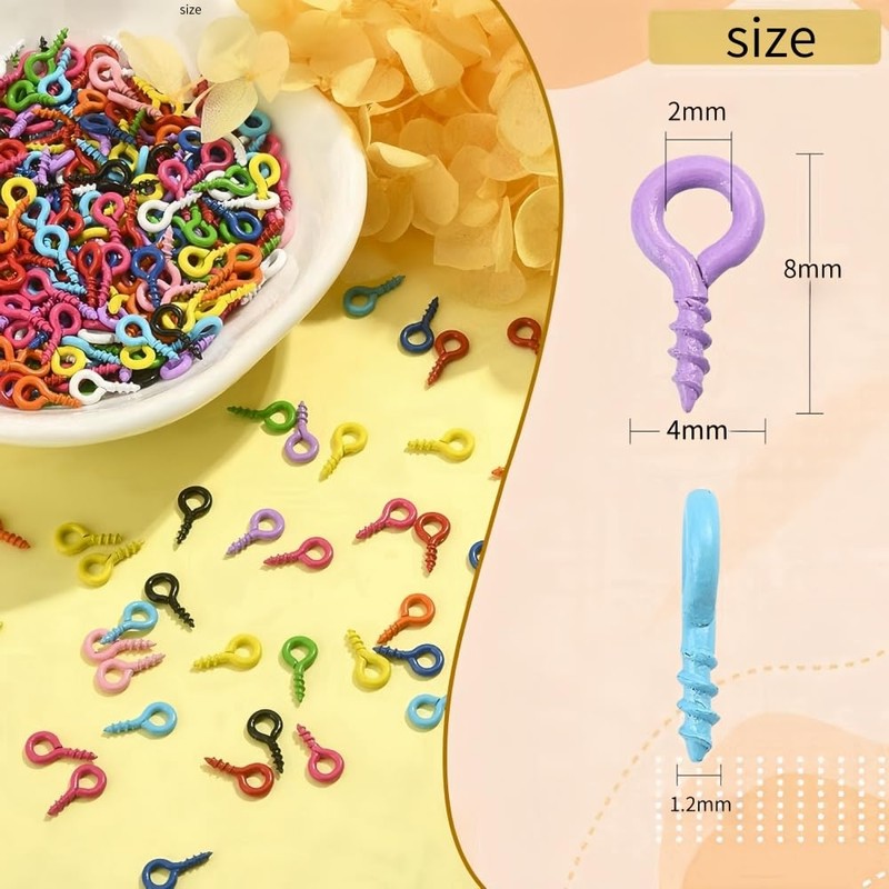 Zopseet 300 Pcs Colorful Mini Screw Eye Pins Kit Small