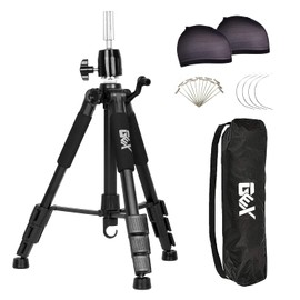 GEXWORLDWIDE - Soporte de trípode para maniquí de 55 pulgadas, bloque de lona, para entrenamiento de muñecas, maniquí, cabeza de maniquí, soporte para peluca para peluquería de cosmetología (negro)