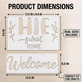 Welcome Home Stencils 8 Pack, 13.4"x6" Reusable Welcome Stencils for Painting on Wood Sign, Door Mat, Porch Wall Decor, Drawing Templates for Crafts