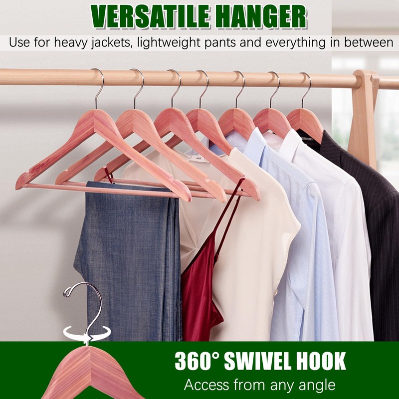 Amber Home 30 Pack American Red Cedar Hangers, Smooth Finish