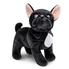 lilizzhoumax Dog Pug Plush Toy 27 cm / 11.8 inches, Simulated Animal Dog Plush Toy Kawaii Pug Cuddly Toy Realistic Dog Plush Toy for Wild Animals, Gift for Friends and Children, Black