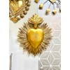 Ex-voto Golden Heart with Flame and Engravings Dimensions 23 x