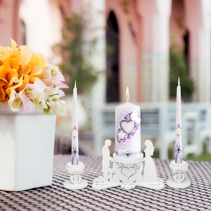 Unity Candle Table Holder for Bride and Groom - Candles