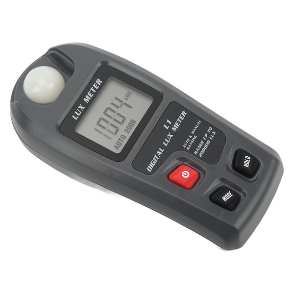Digital Illuminance Meter, Wide Range 0.1-200000lx 0.01-200000 Fc, High Accuracy, LCD Display, Easy Portable