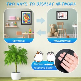 Kids Art Frame, Kids Artwork Display Frames Front Opening A4 Picture Frame for 150 Pictures, Changeable Children Photo Storage Frame Child Art Project Frames (2, Black)