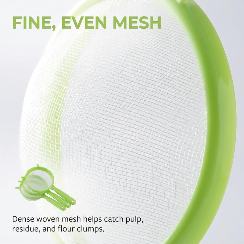 3 Pcs/Set Green Flour Sifter with Long Handle, Hangable Flour