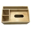 Natural Bamboo Wooden Multi-Function Tissue Box Holder - 4 Compartment