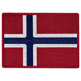 EmbTao Norway Flag Embroidered Emblem Norwegian National Applique Fastener Hook & Loop Patch