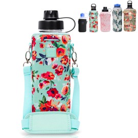 Made Easy Kit Water Bottle Carrier Insulated Neoprene - Adjustable Padded Shoulder Strap - Sling Pouch for Glass Bottle, Stainless Steel Tumbler - 5 Sizes (Teal, Tall Large)