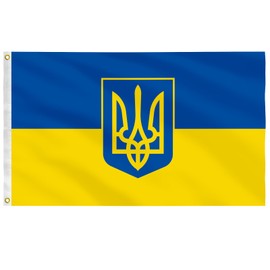 Ukrainian Flag 3x5 Feet（90cmx150cm）Durable And Colorfast With Brass Lock Ring, Suitable For Indoor And Outdoor Decoration. (Ukrainian -A)