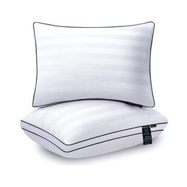 Amolavet Hotel Collection Queen Pillows Set of 2 Medium Firm 20x28 Inche White Embossing Hotel Pillows Filled with Down Alternative Super Fluffy Queen Pillows 2 Pack Side Sleeper Pillows for Adults