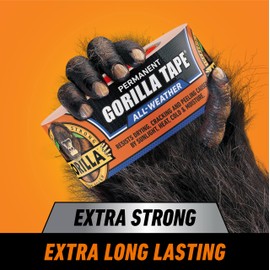 Gorilla All Weather Duct Tape, Black, 1.88" x 25 yd (Pack of 1) - UV and Temperature Resistant Waterproof Tape for Outdoor Repairs