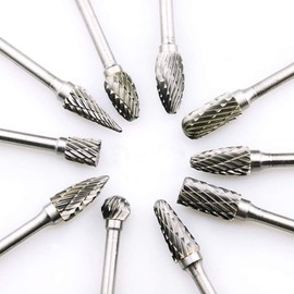 10 Pack Rotary Burr Set Carving Tool For Metal Wood Woodworking Engraving Drilling Grinding Head for Rotary Tools Tungsten Carbide Steel Solid Twist Dril Bit
