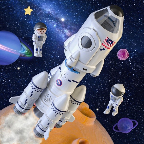BLmukce Space Rocket Toys, STEM Launch Set with Light/Sound/Smoke, Educational