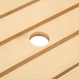 CKEASEAN 6 Person Wood Picnic Table, Outdoor Round Picnic Table with 3 Built-in Benches, Umbrella Hole, Outside Table and Bench Set for Patio, Backyard, 500lbs Capacity Per Bench (Nature, 6 Person)