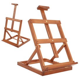 VISWIN Heavy-Duty Table Top Easel for Painting, Adjustable Beech Wood Tabletop Easel, Hold Canvas up to 23”, Portable Art Desktop Easel Stand for Adults, Artists, Beginners – Walnut