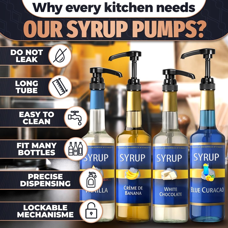 Set of 4 Syrup Pumps for Coffee Bar - Christmas