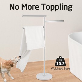 KES Free Standing Towel Racks for Bathroom, 3 Swivel Bars 40-Inch Bath Towel Rack Stand with Weighted Marble Base, Premium 18/8 Stainless Steel Polished Finish, BTH219