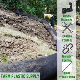 Farm Plastic Supply - Erosion Control Log - 8" x 20' - Compost Log, Silt Sock, Erosion Control, Sediment Filter Sock, Erosion Control and Storm Drain Protection (8" x 20')
