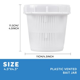 A1FISHER Plastic Vented Bait Jar Cup 1/2 Liter with Lid, White