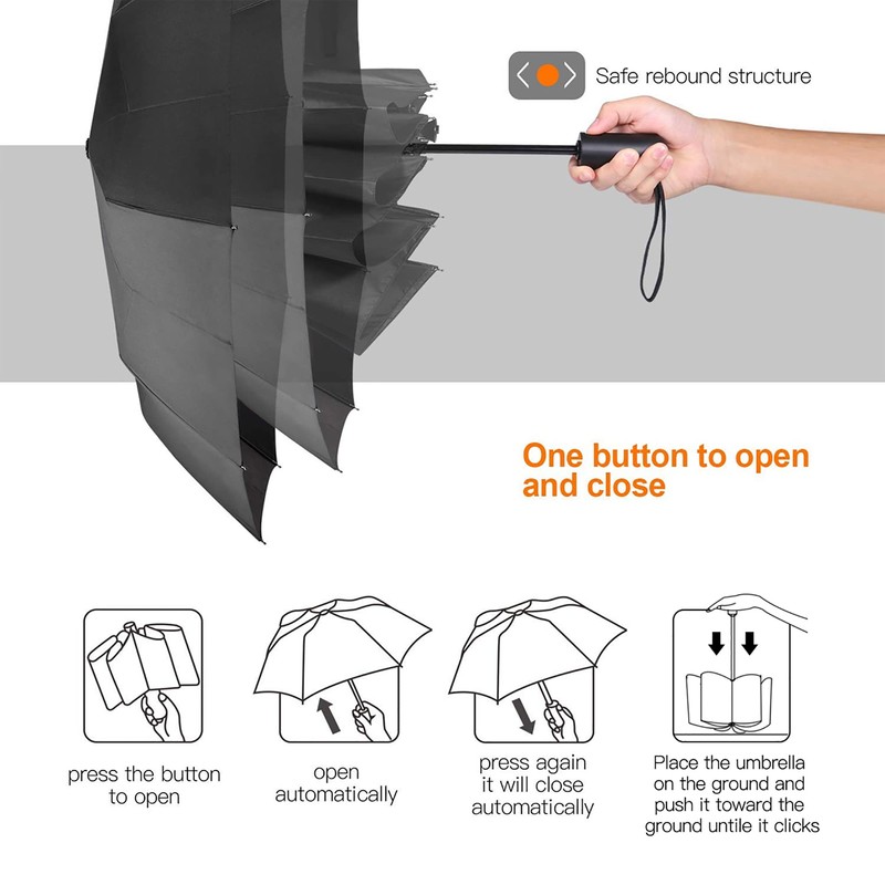 Gimars Portable Folding Automatic Windproof Umbrella with Telphon Coating 210T